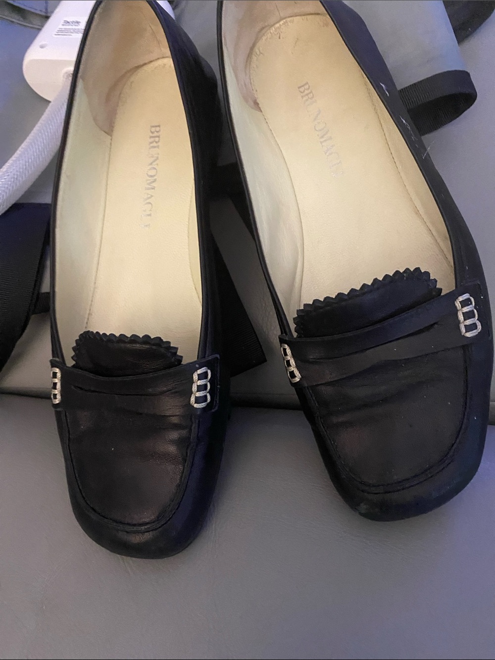 Bruno Magli Black Leather penny Loafers